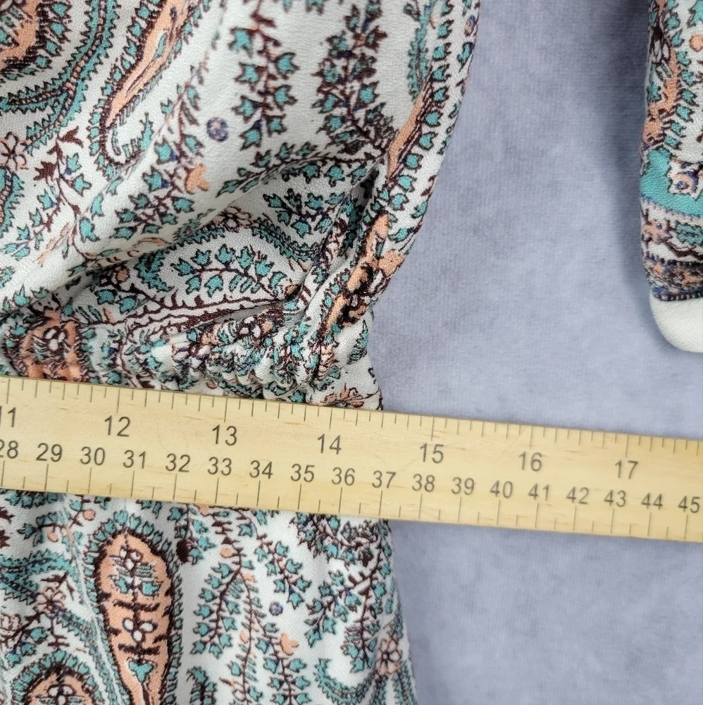 Chelsea & Violet Paisley bohemian surplice romper with‎ elastic waist Womens L
